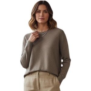Avellini Italian Cashmere Sweater  Womens Sz M Popover Luxury Round Neck Brown
